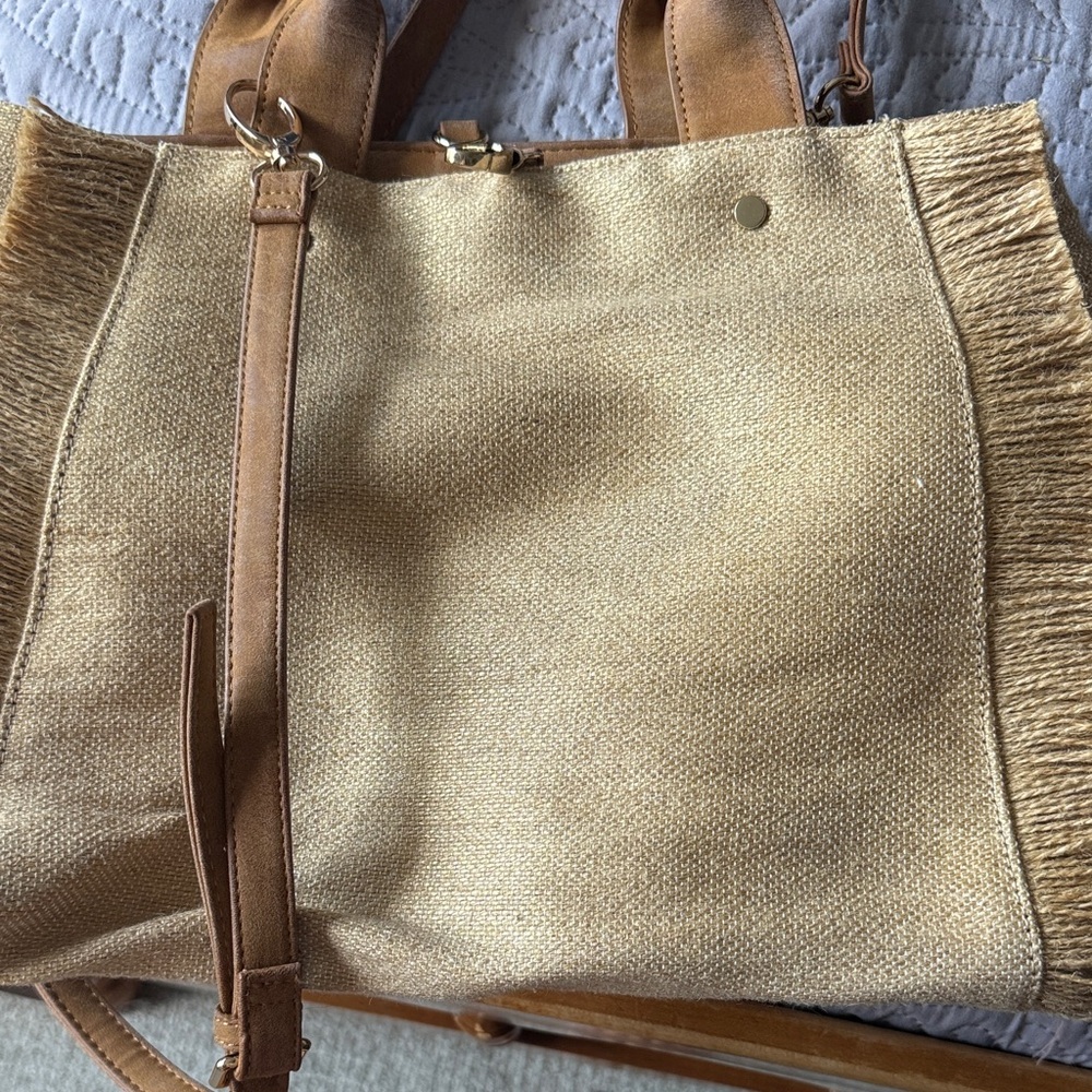 Deux Lux Tan Fringe Tote with Leather Handles - Picture 6 of 6